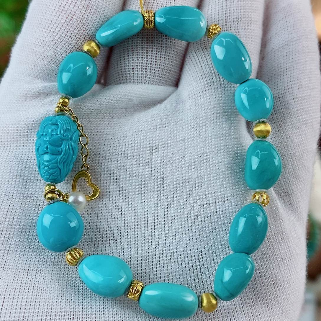 绿松石珠宝奇石18K金镶嵌