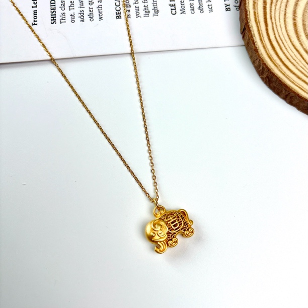 坠链均925银 高奢定制款高品s925银镀18k吉祥云吉祥象项链-X0028