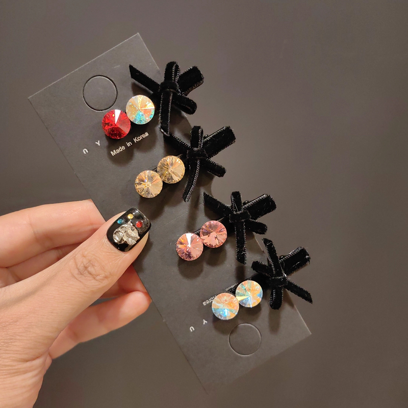 韩版施家闪钻精致蝴蝶结鸭嘴夹简约可爱刘海侧边夹时尚百搭新款夹