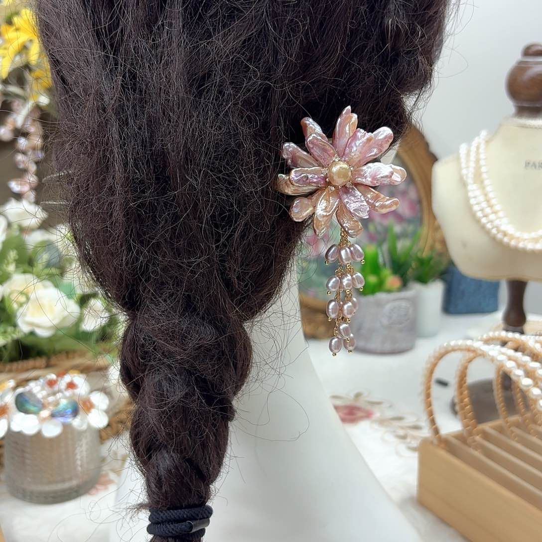 朱****银S925镶嵌淡水珍珠发饰