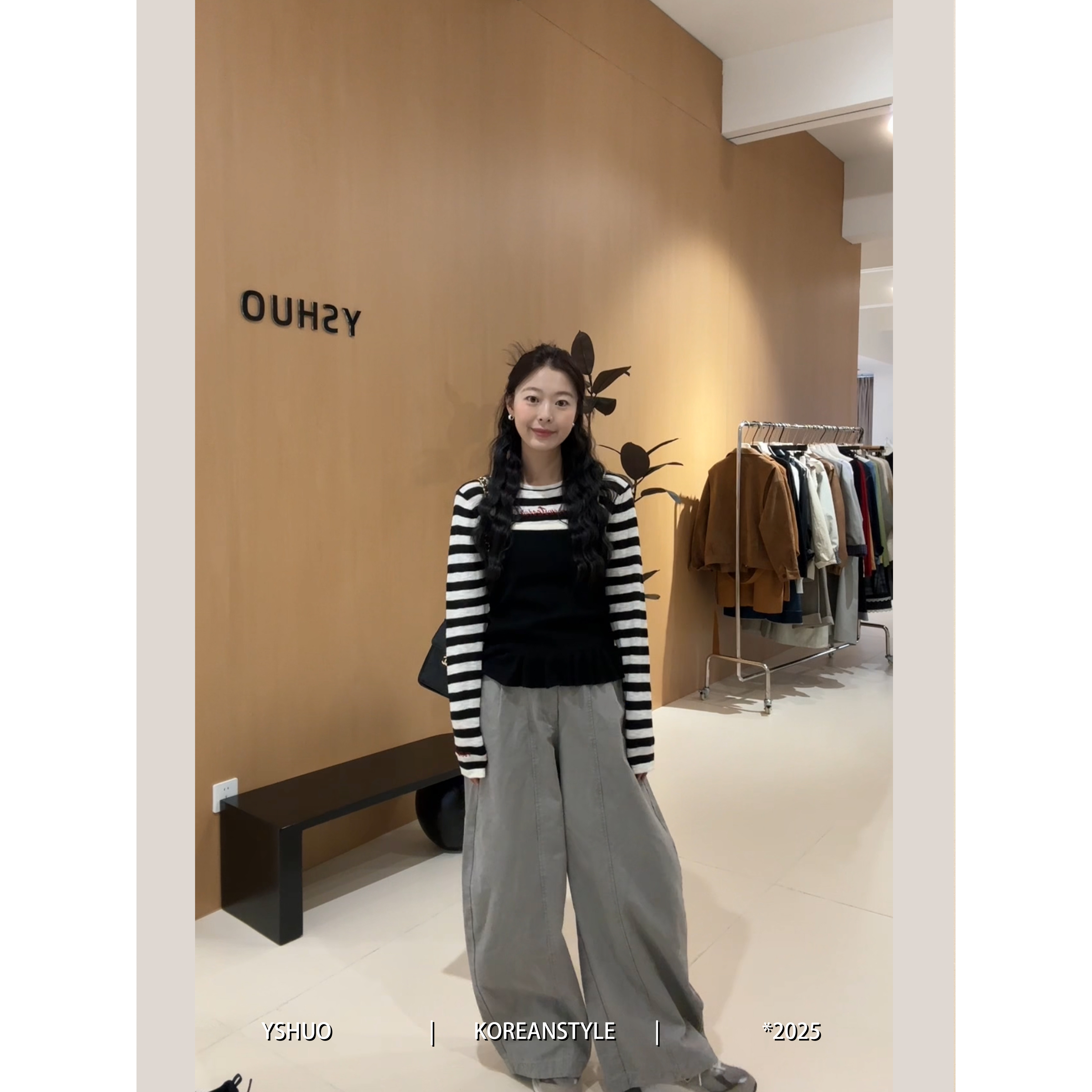 【秋日来信】撞色套装宽松显瘦背心百搭针织上衣两件套 25362