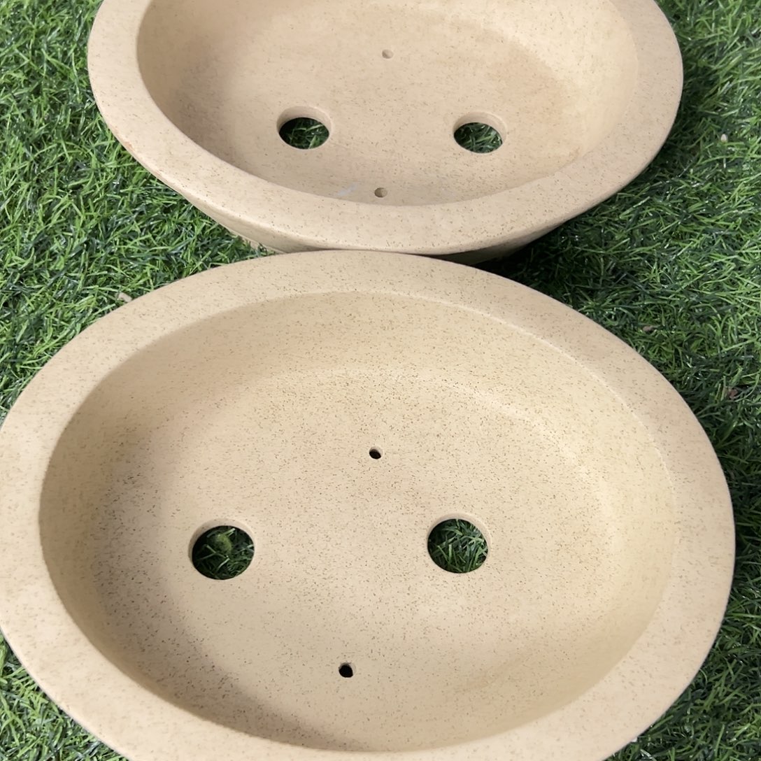 T***d花盆紫砂两只椭圆盆