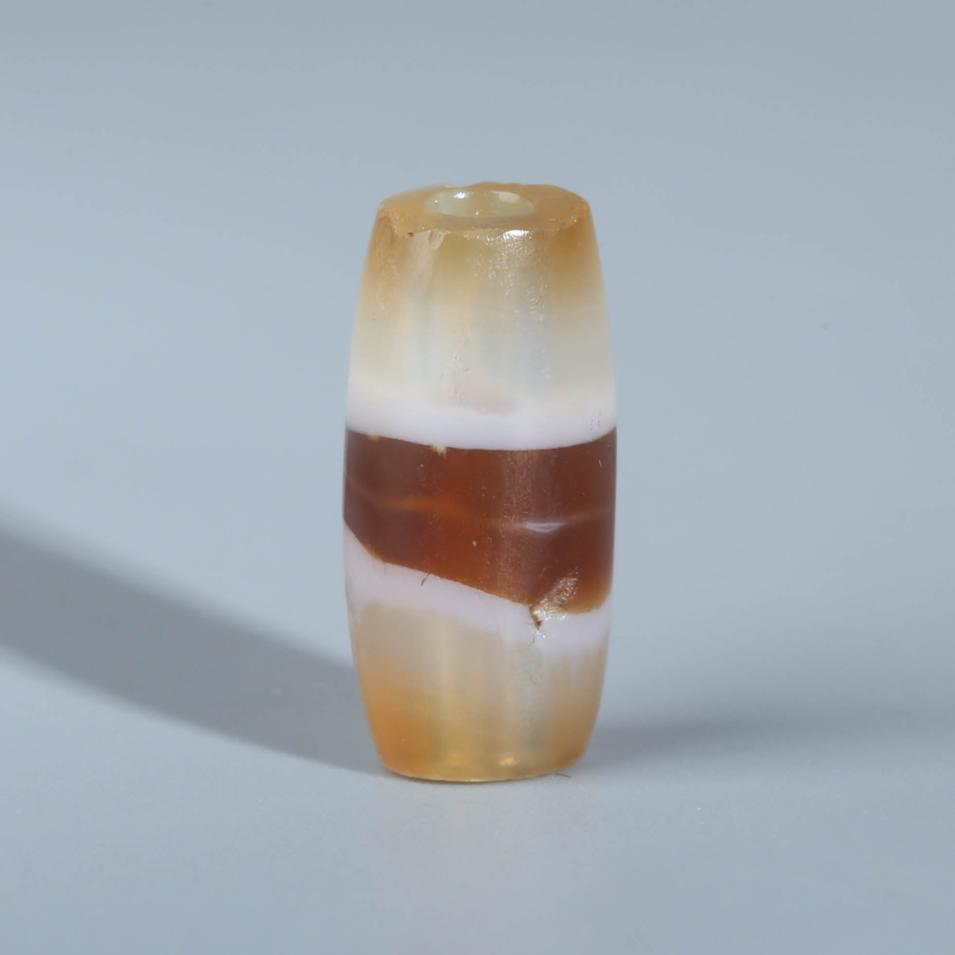 H13-310 带奶皮阿契美尼德糖色缠丝玛瑙管珠6.9*14.8mm