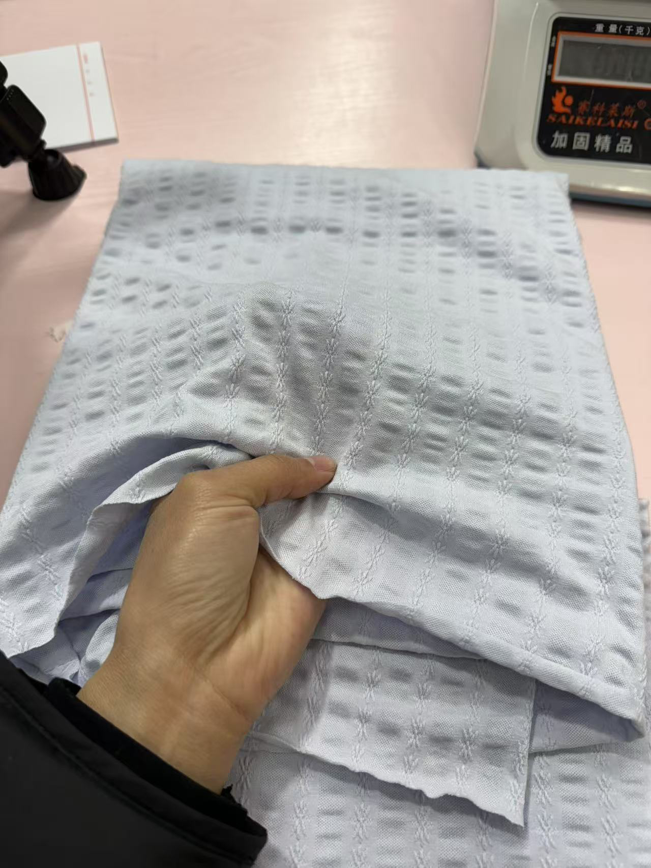 布料浅蓝色提花泡泡莫代尔棉1-1.5米可选多拍连裁