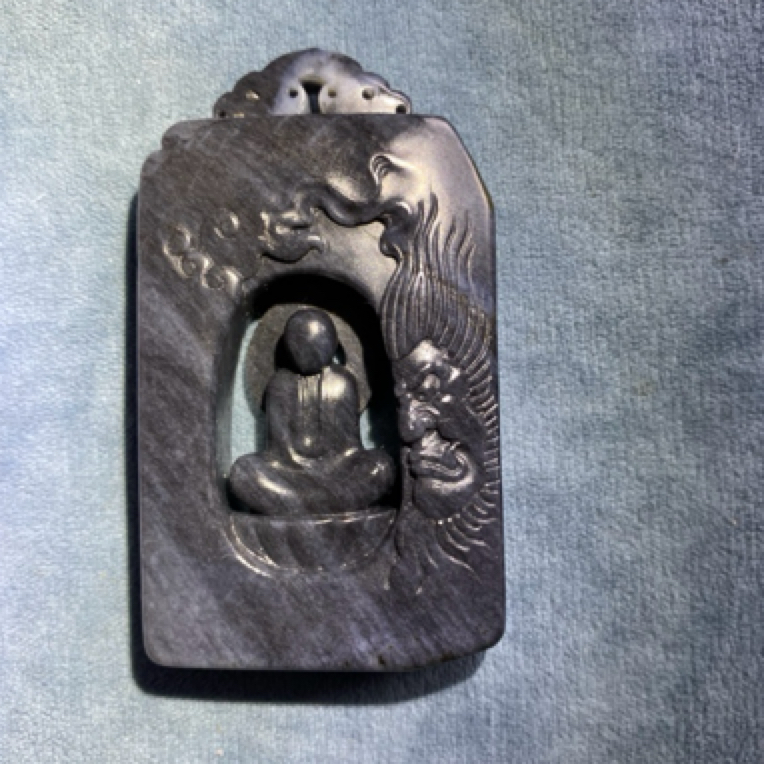 和田玉青花平安无事牌