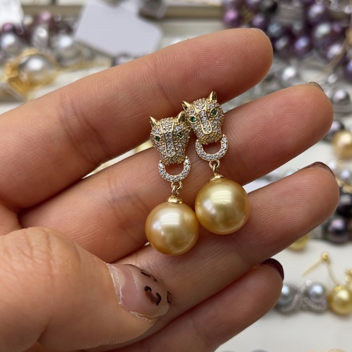 海水珍珠耳饰银S925镶嵌