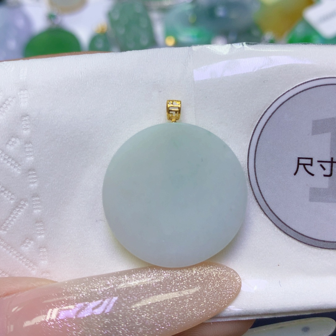 翡翠18K金镶嵌颈饰天然缅甸翡翠a货百元以上9元证书费自理