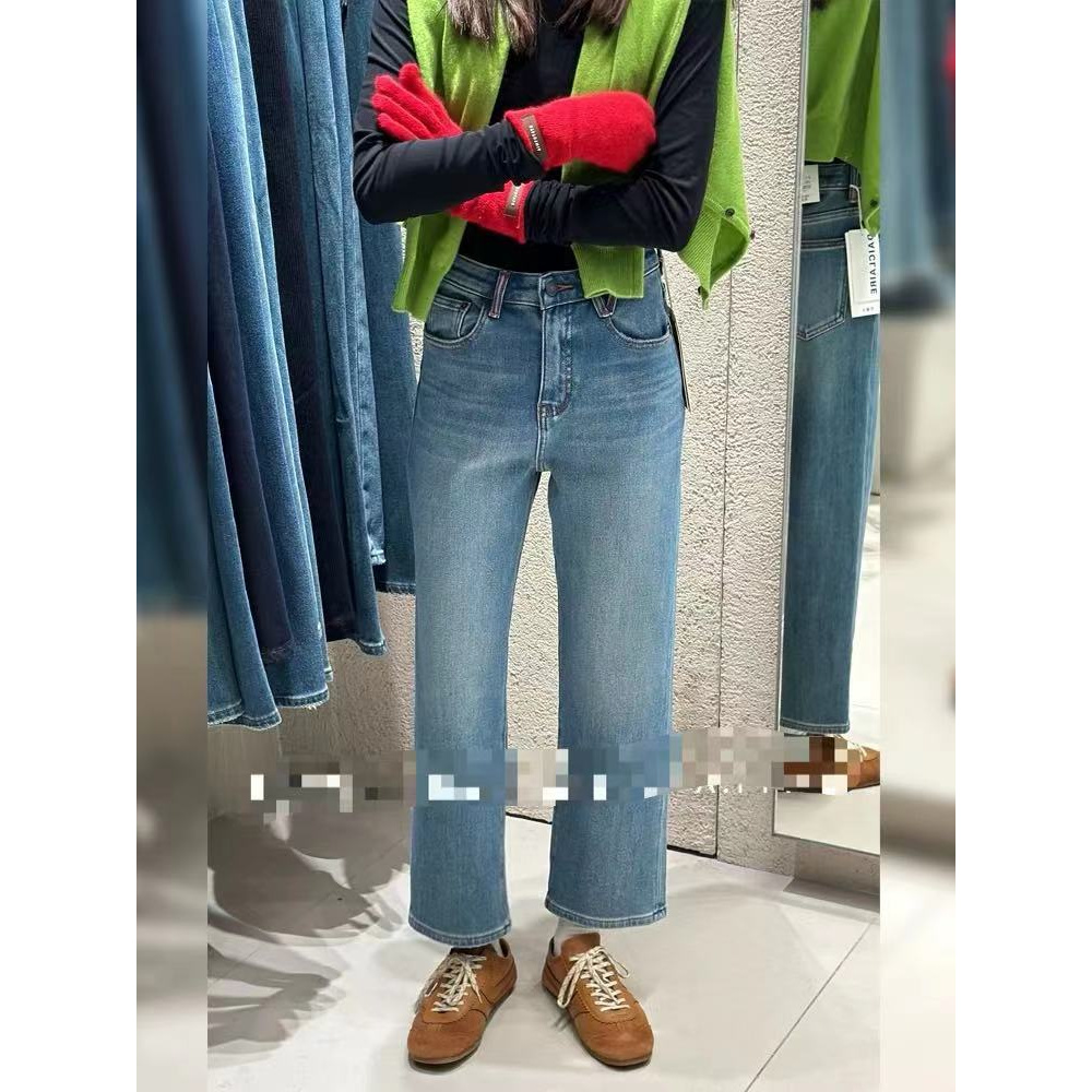 036牛仔裤冬款直筒裤高腰长裤