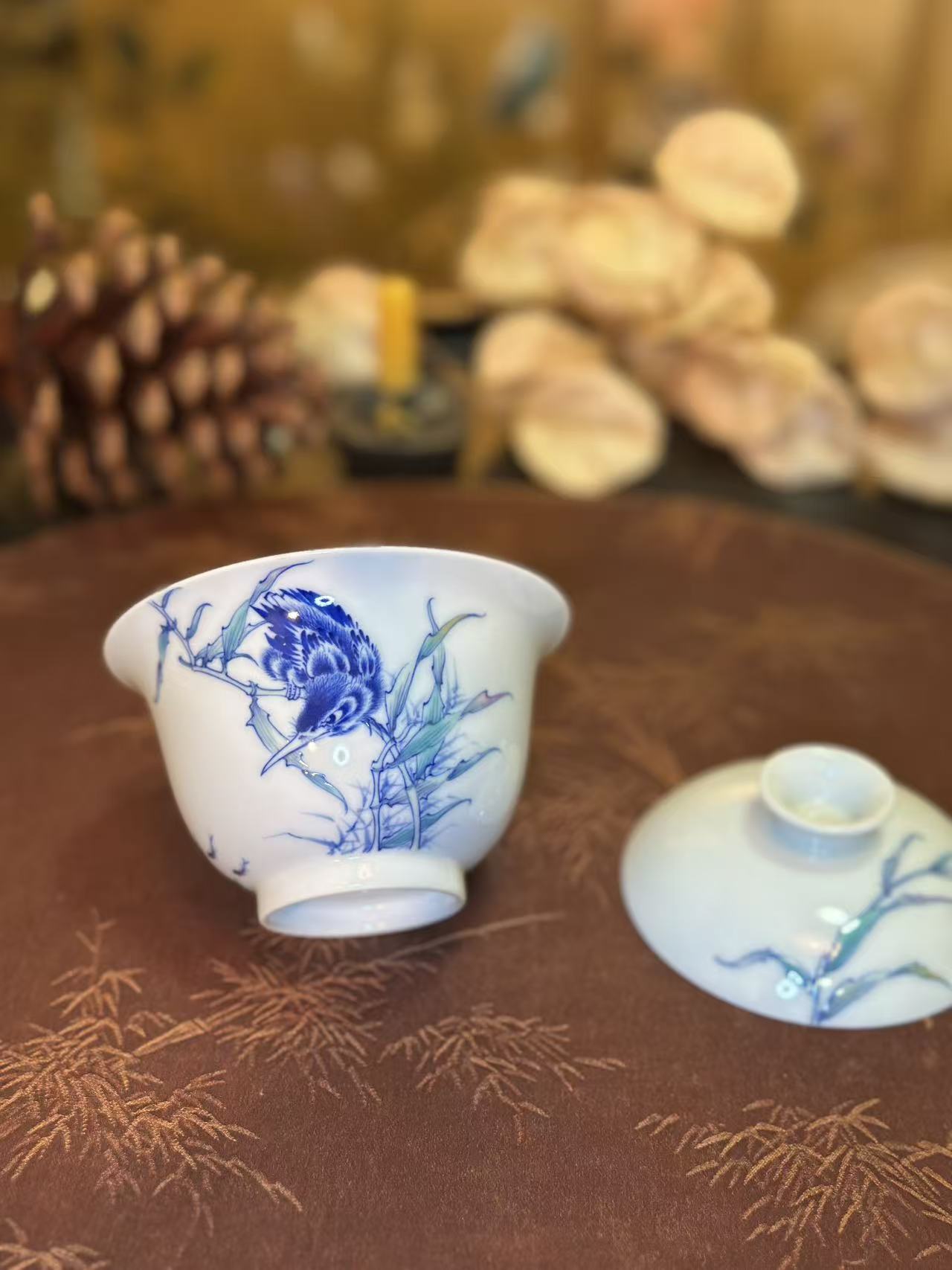 一儒堂 斗彩单翠盖碗