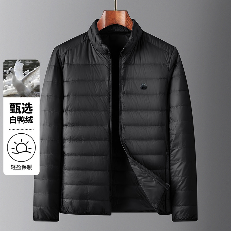【撤柜货】25新款超轻薄黑标羽绒服男士短款立领休闲保暖白鸭绒外套