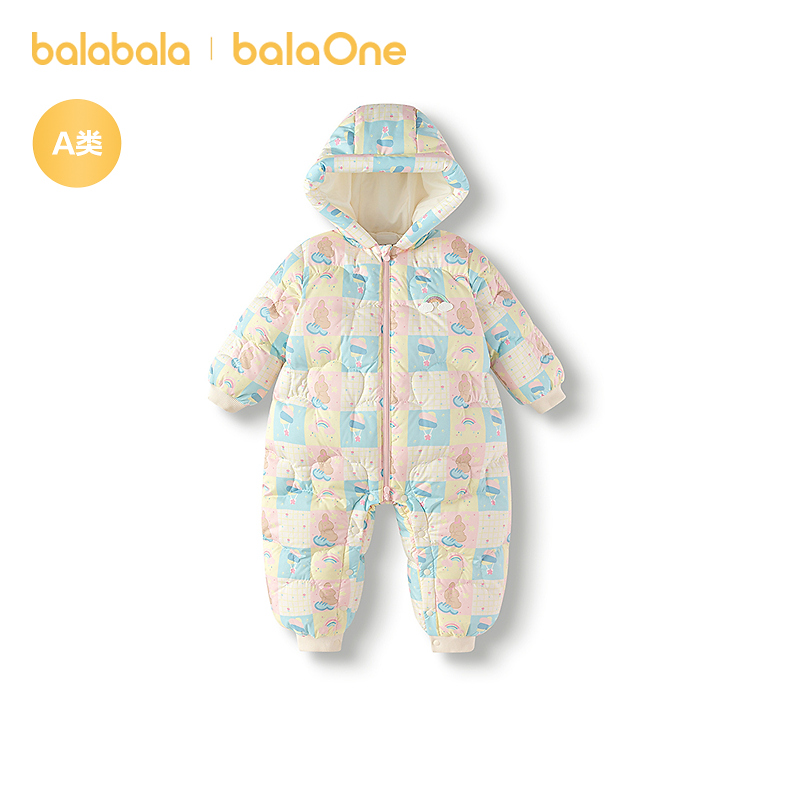 【balaOne】巴拉巴拉婴儿连体衣女童羽绒服2025新款抱衣爬服超甜美