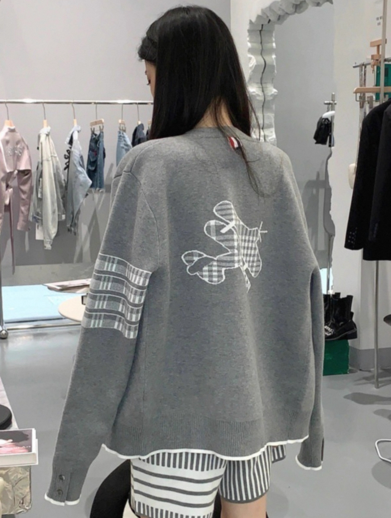 2025秋冬新款四杠开衫休闲经典款V领长袖后背飞机针织衫毛衣外套