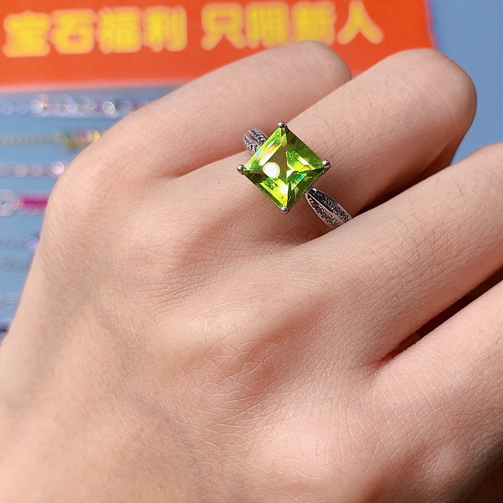 橄榄石戒指银S925镶嵌