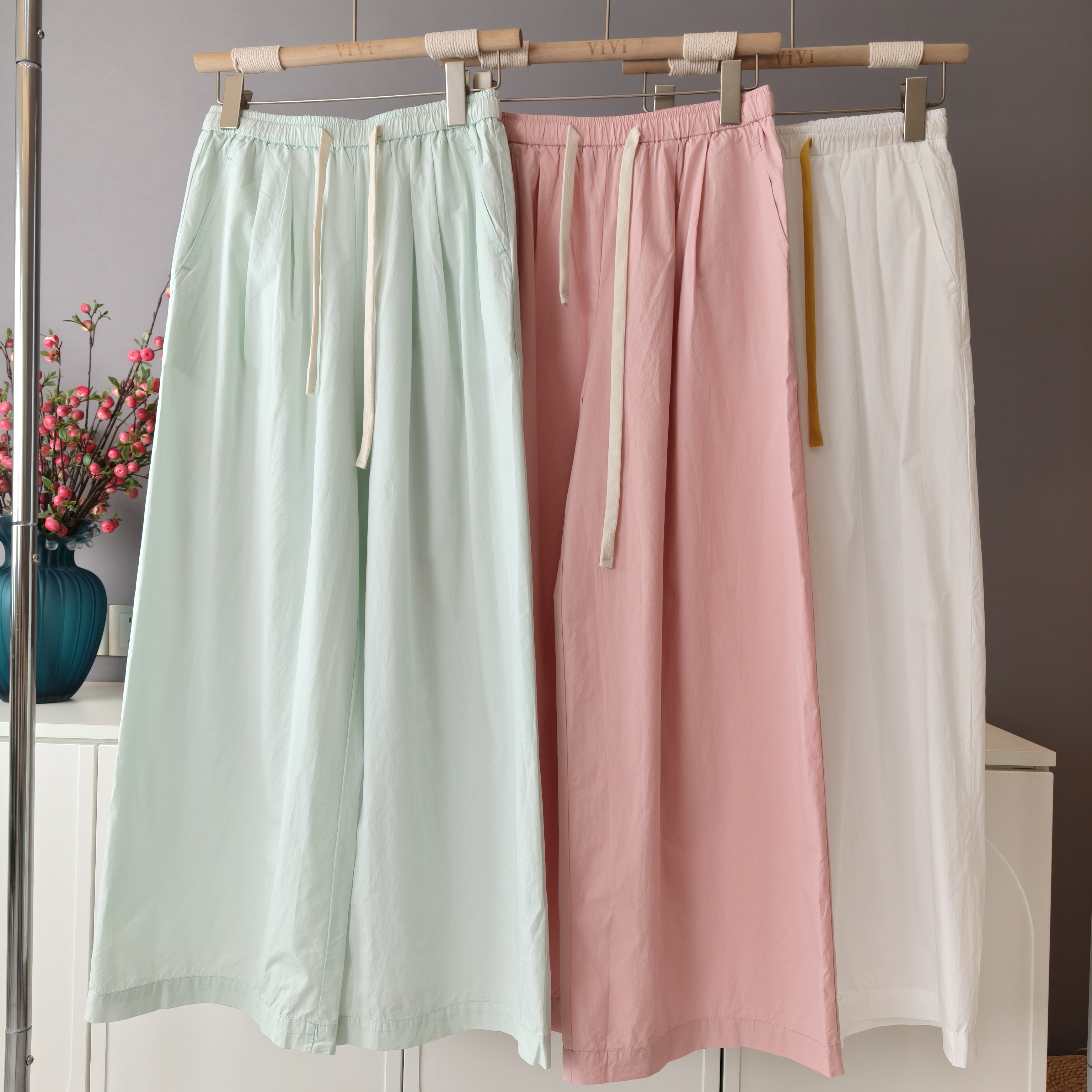 【伟伟专属】清新 3 色抽绳松紧腰百搭直筒休闲裤
