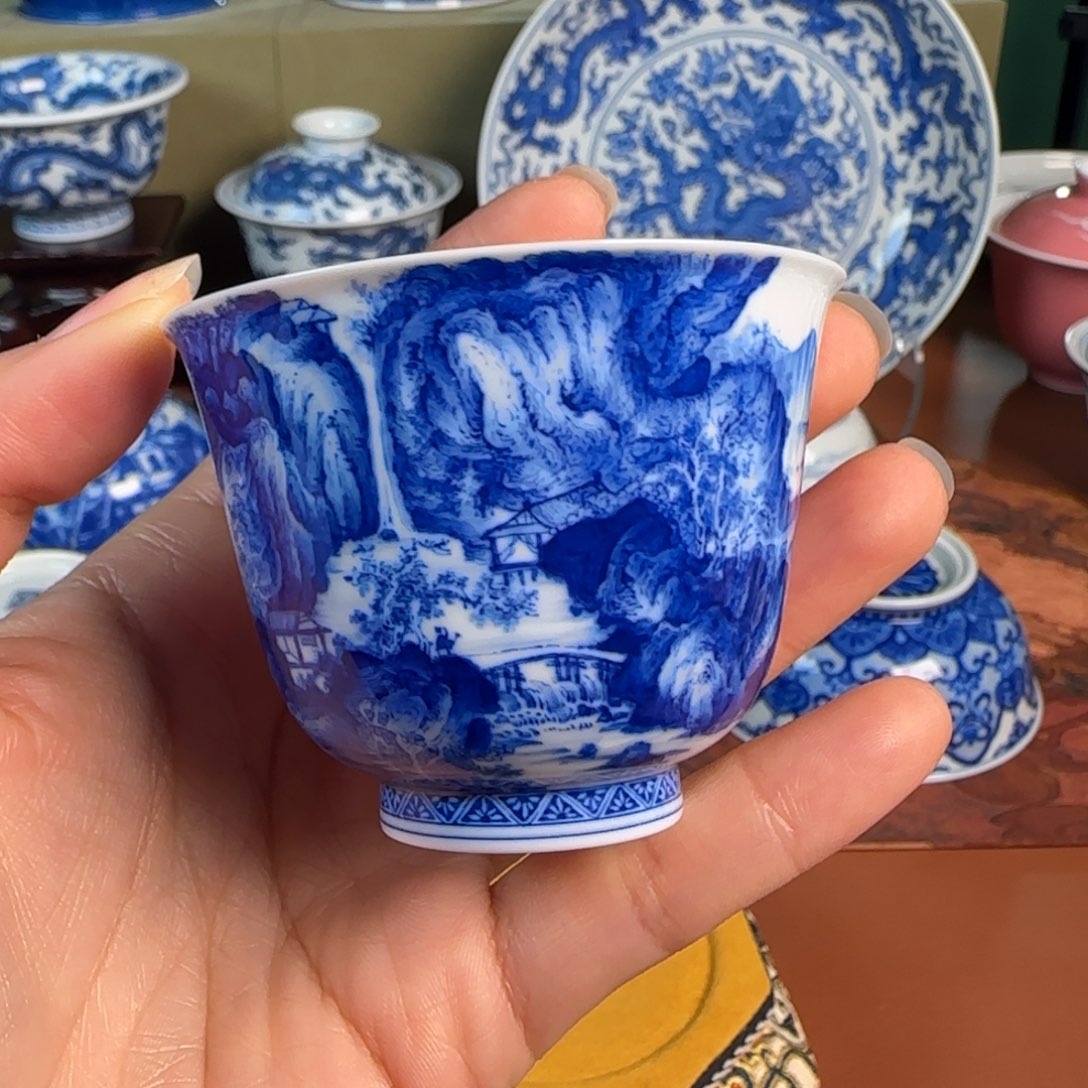 杯仪贤山水铃铛杯杯。 