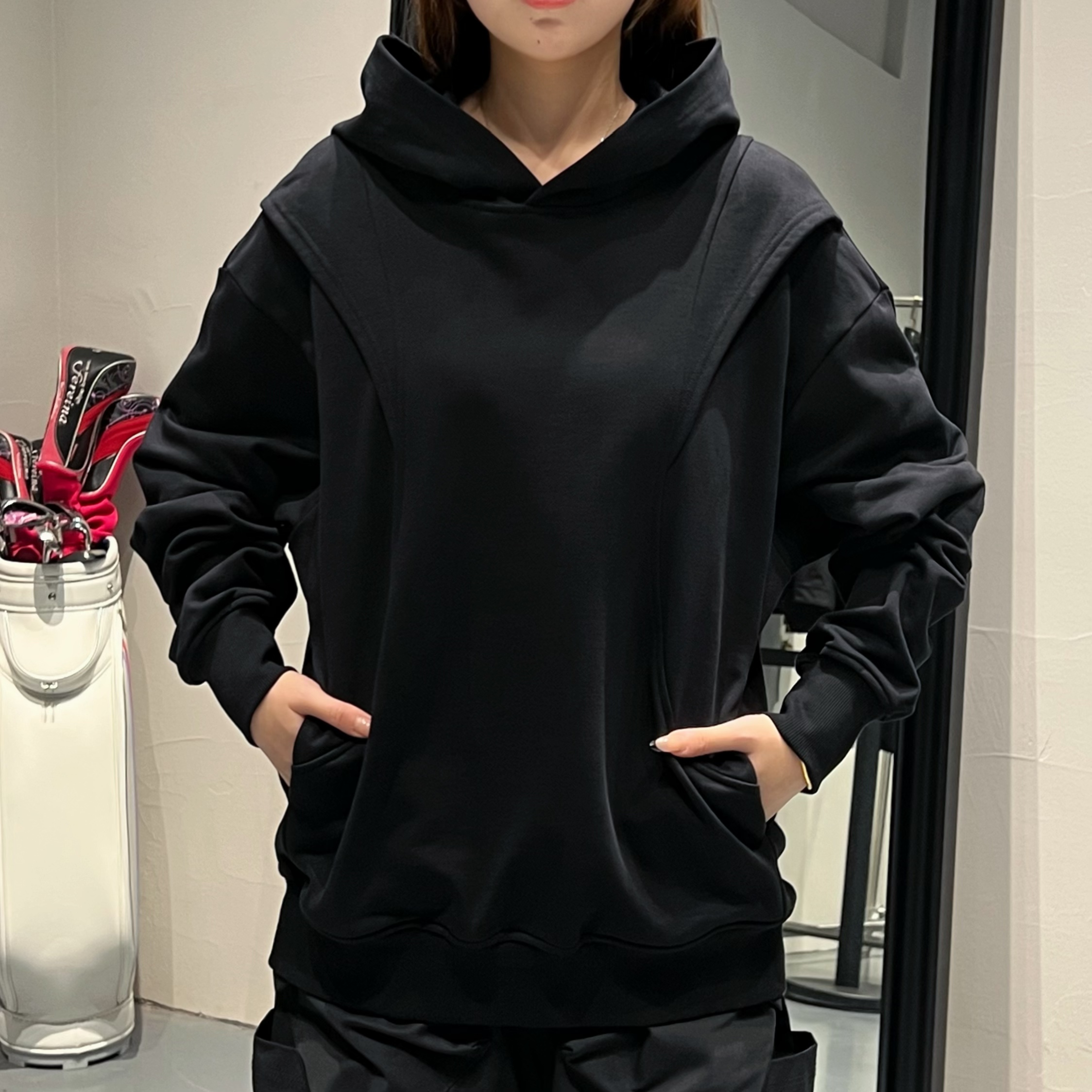 2025H·K美狮潮牌时尚秋季百搭风纯色拼接连帽休闲卫衣