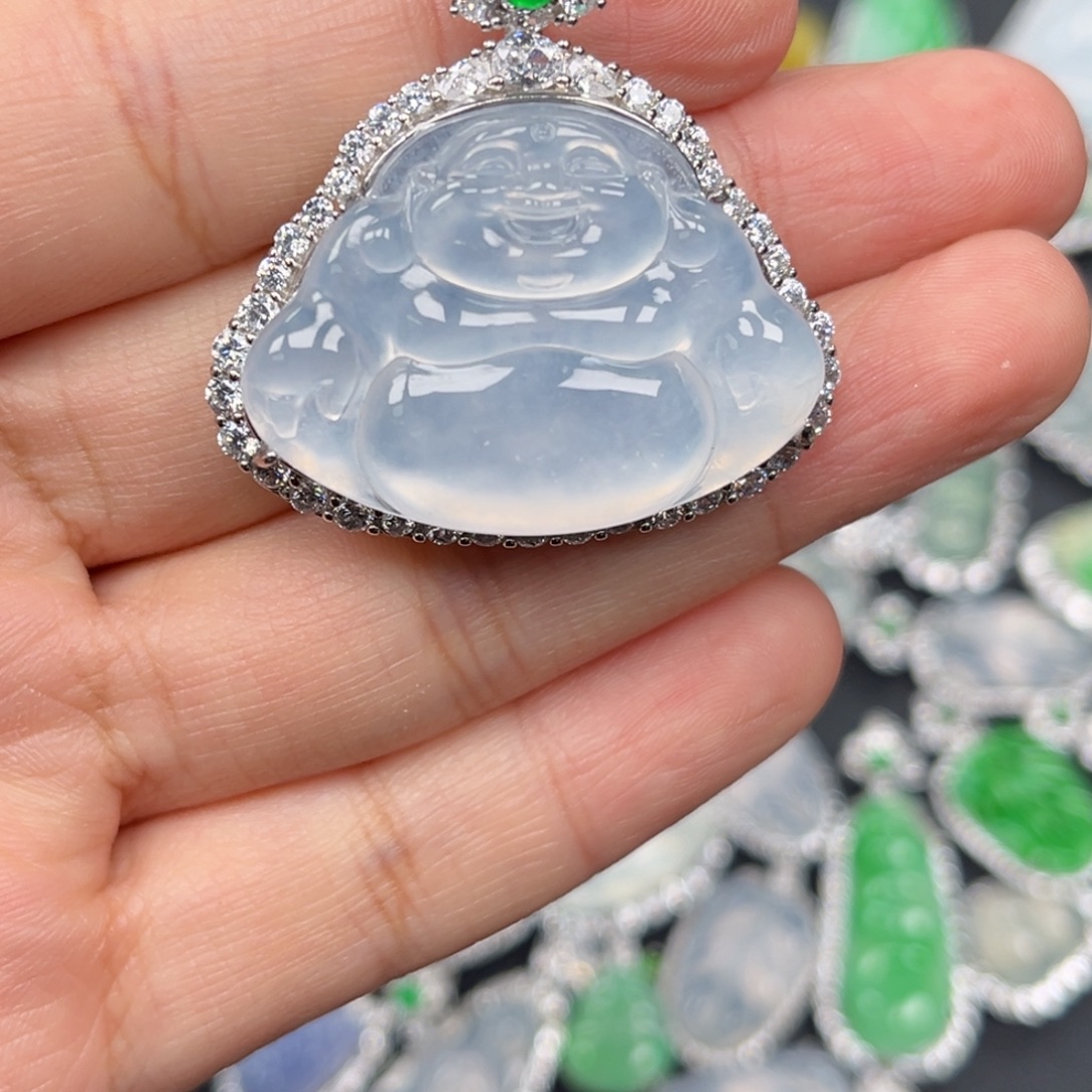 翡翠银S925镶嵌吊坠(不含链)