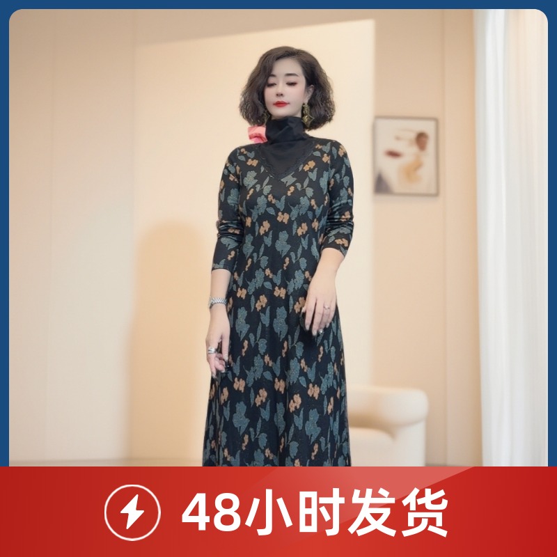 D25102716连衣裙秋冬裙子冬季时尚复古气质宽松连衣裙