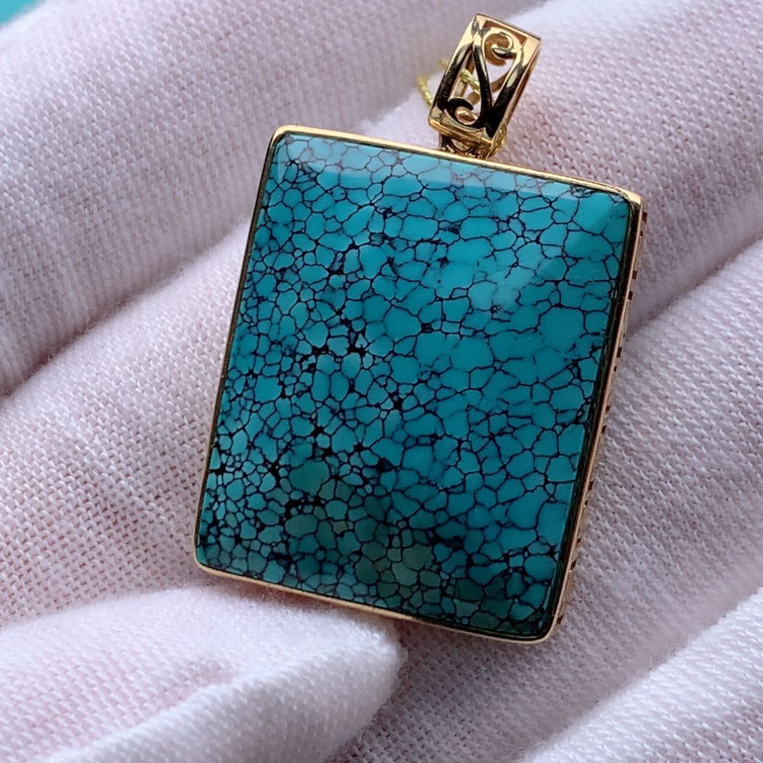 绿松石珠宝奇石18K金镶嵌