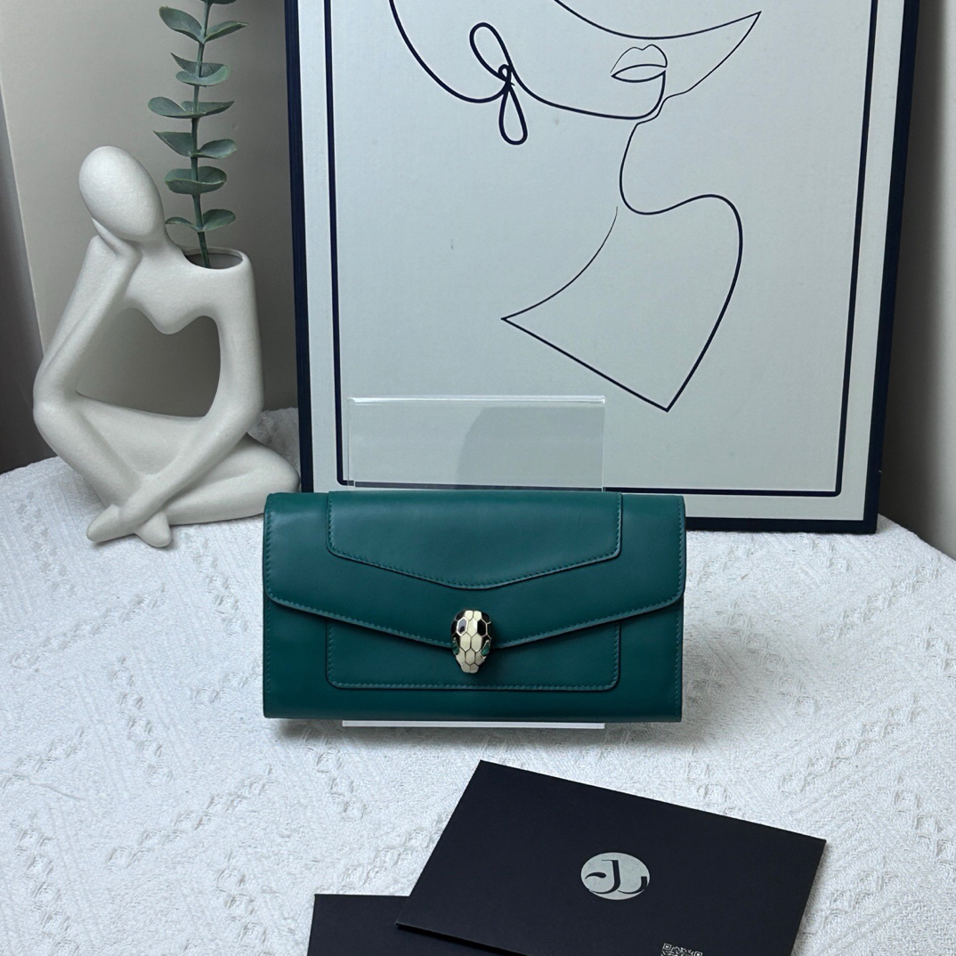 95新 BVLGARI/宝格丽 钱包绿蓝色/JW7784