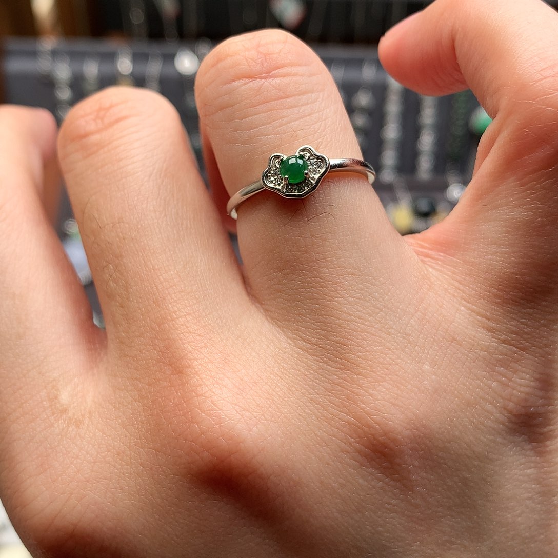 翡翠戒指银S925镶嵌0039