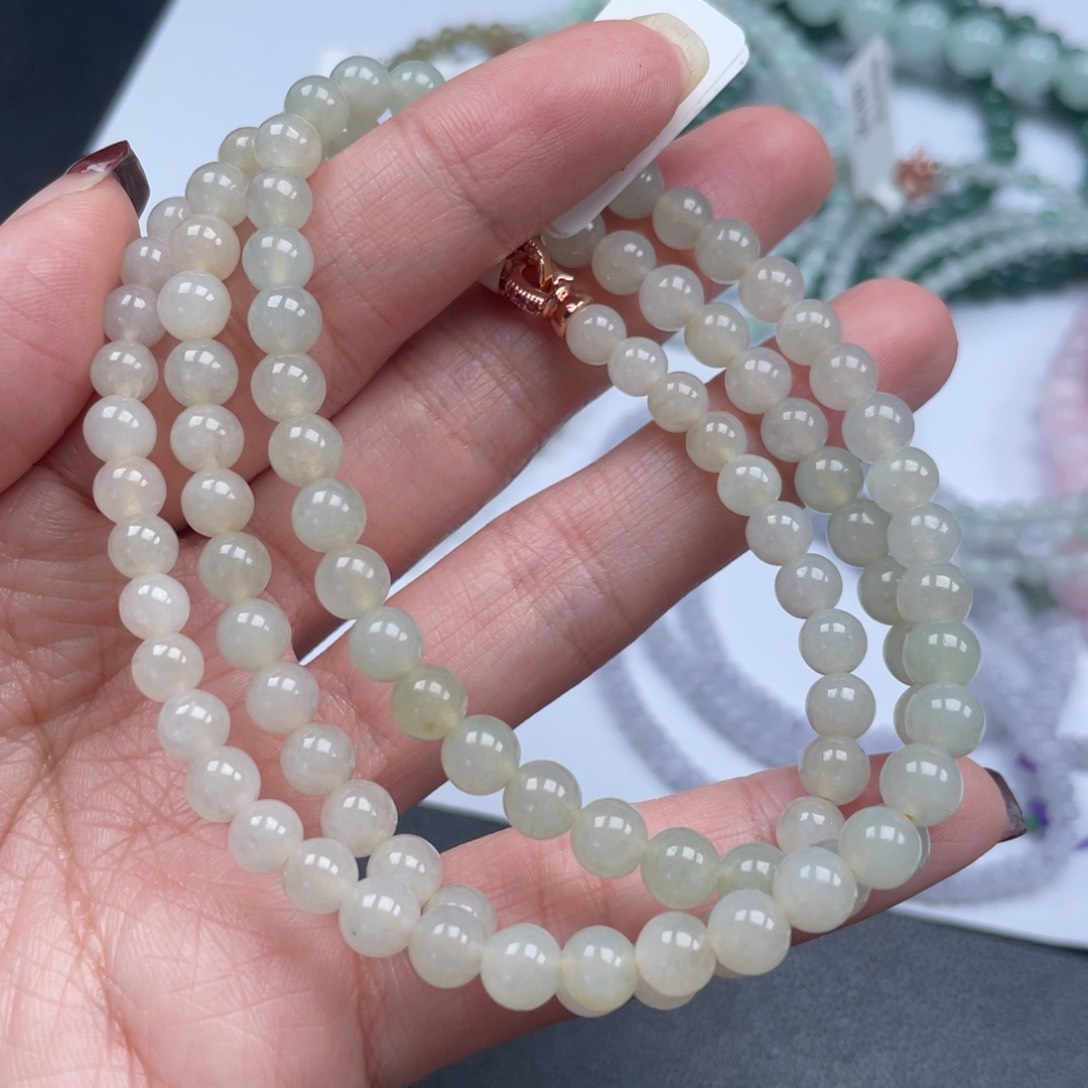 翡翠项链未镶嵌纯天然a货缅甸翡翠包邮6mm