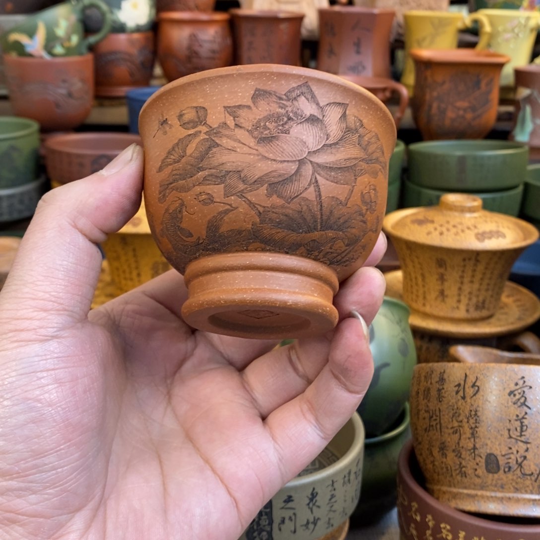 紫砂杯子宜兴全手工紫砂杯