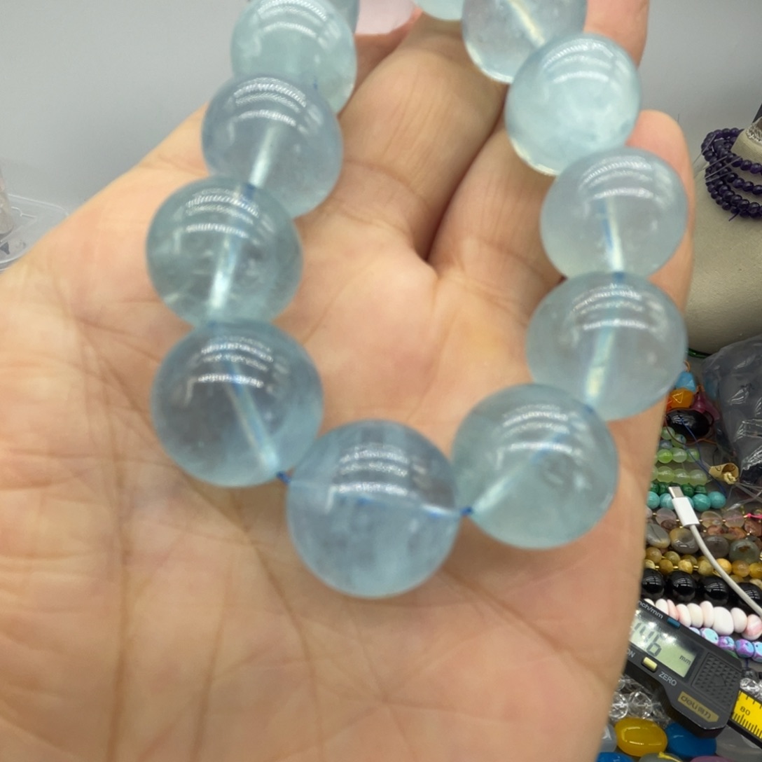 玛瑙/玉髓珠宝半成品未镶嵌海蓝宝单珠