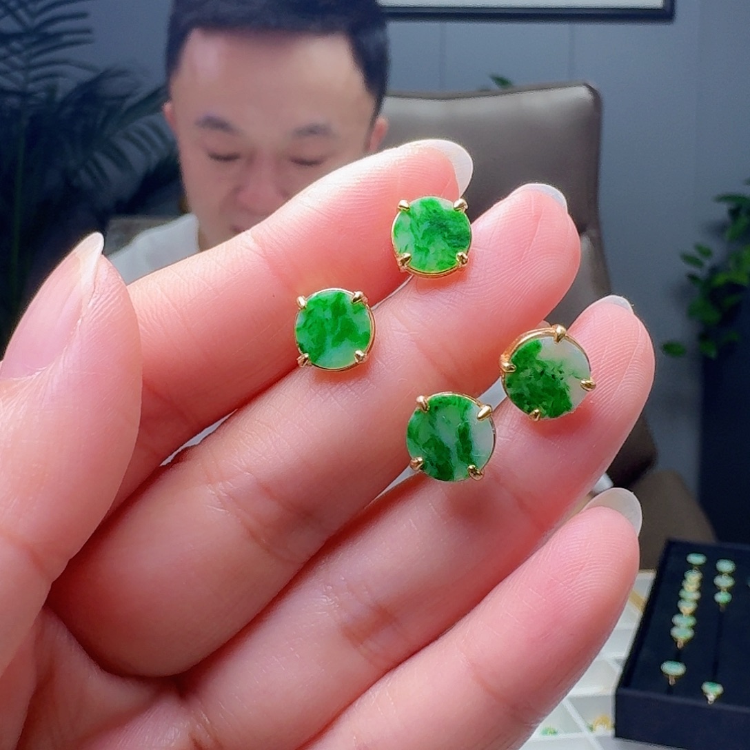 翡翠银S925镶嵌耳饰多样性发货其一