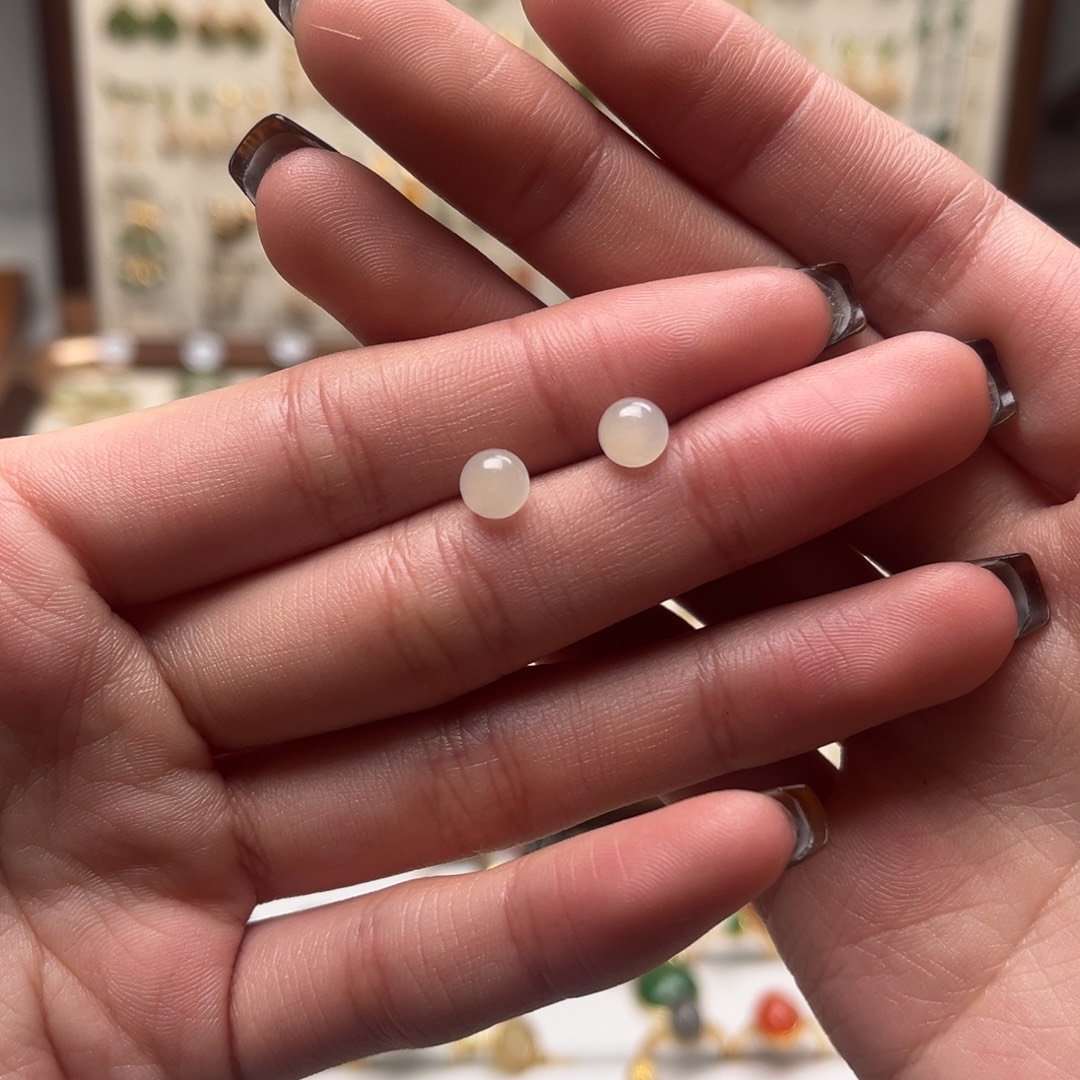 和田玉银S925镀金镶嵌耳坠