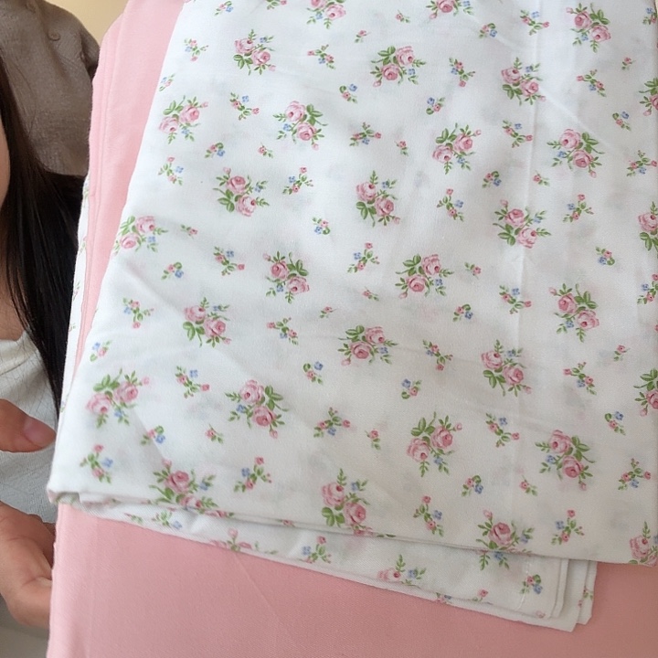 棉棉粉色碎花全棉斜纹棉标准床单款 被套200.230