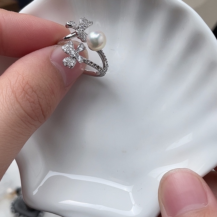 戒指银S925镶嵌海水珍珠