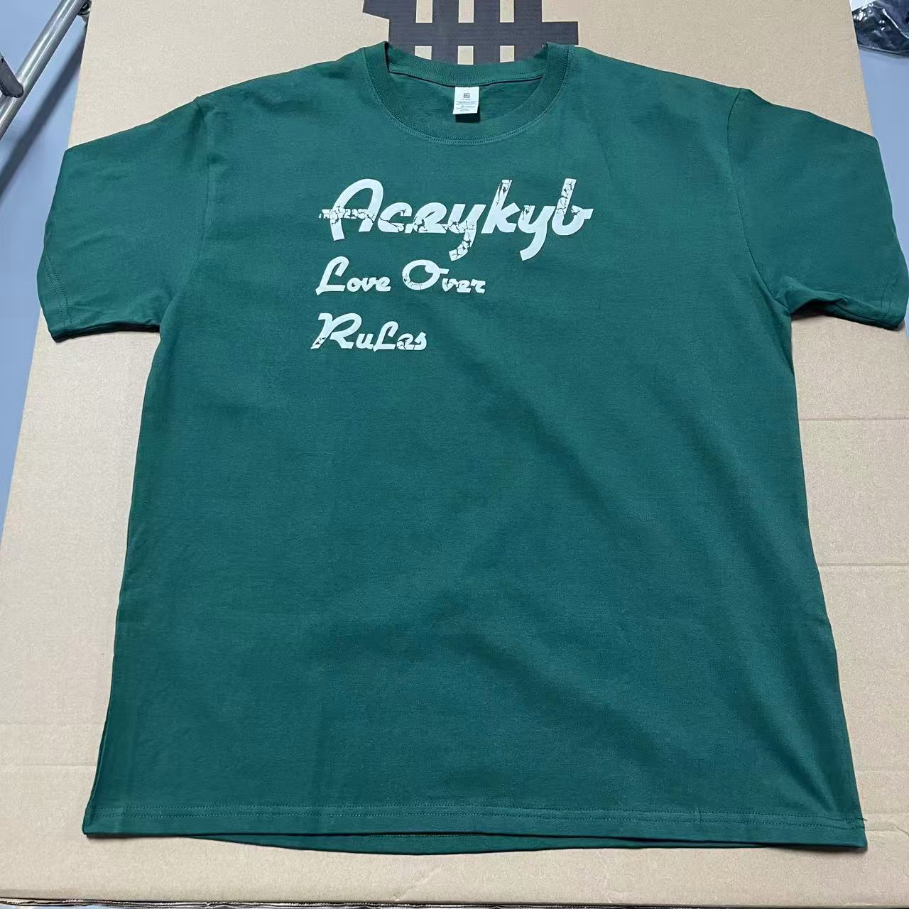 墨绿【纯棉短袖】新款时尚印花短袖夏季男女同款纯棉重磅T恤A96