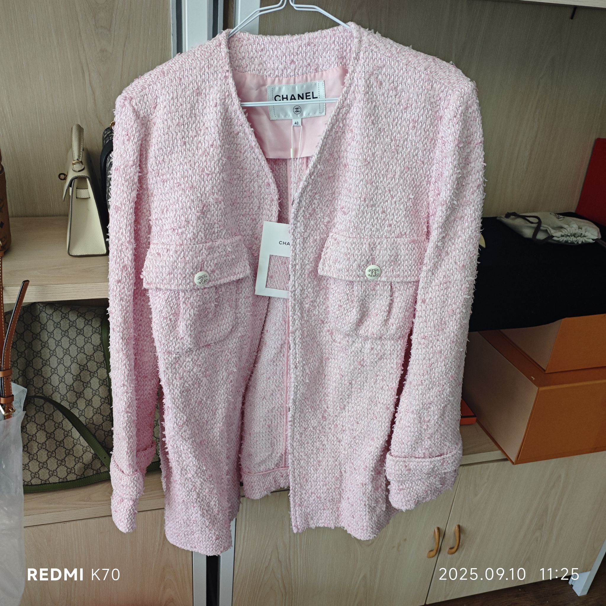 95新 Chanel/香奈儿 粉色编织外套40码/250909CYETL17