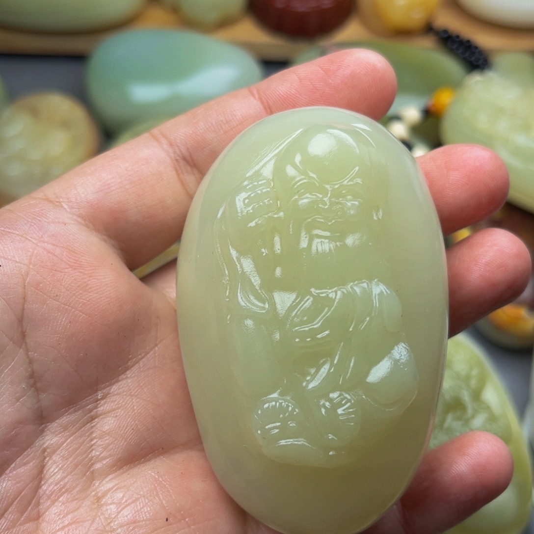 哲***石材方解石手把件寿星