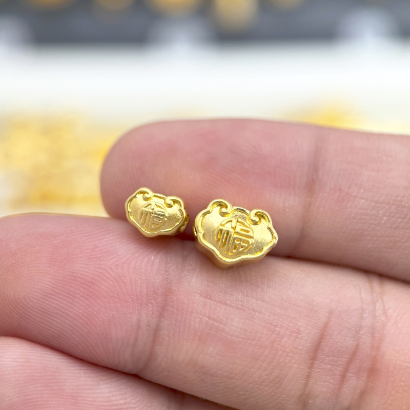 【金哆哆】足金999 福字祥云珠如意中穿 5D黄金编绳手串配件DIY