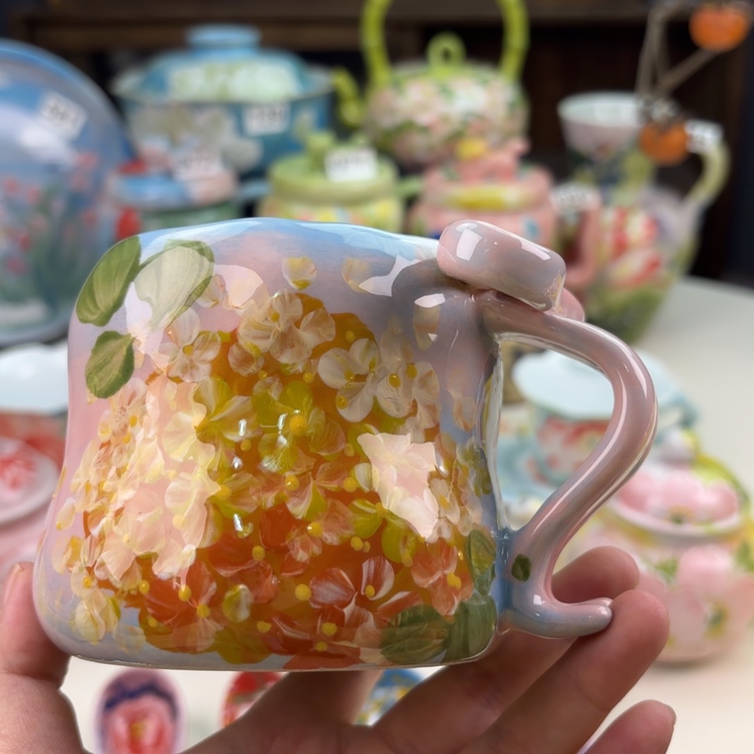 麦*景德镇手绘高温釉下彩陶瓷茶具