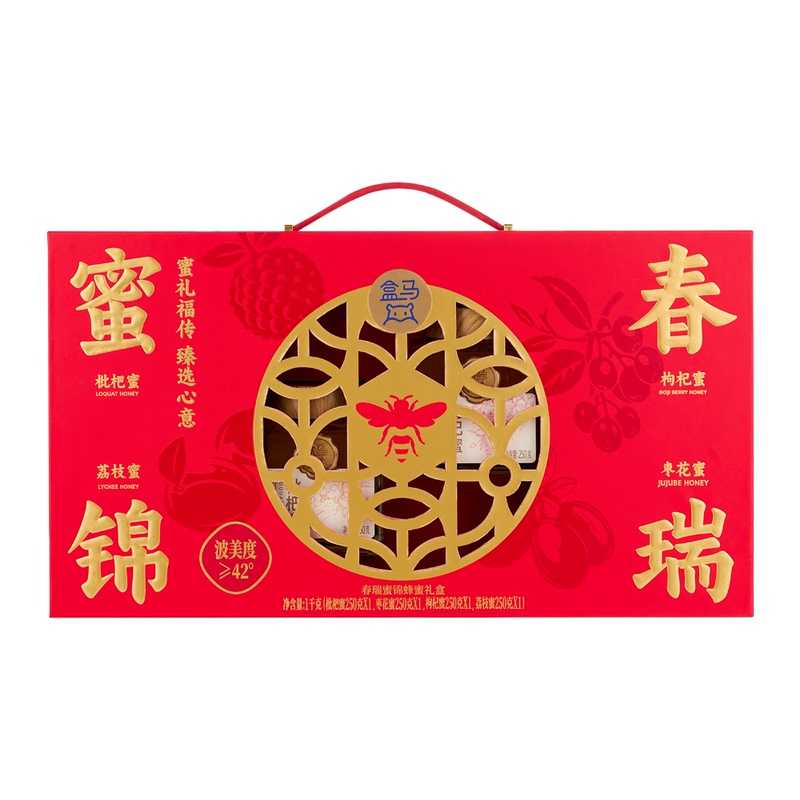 盒马 春瑞蜜锦蜂蜜礼盒 1kg（250g*4瓶）枣花枸杞荔枝枇杷蜂蜜