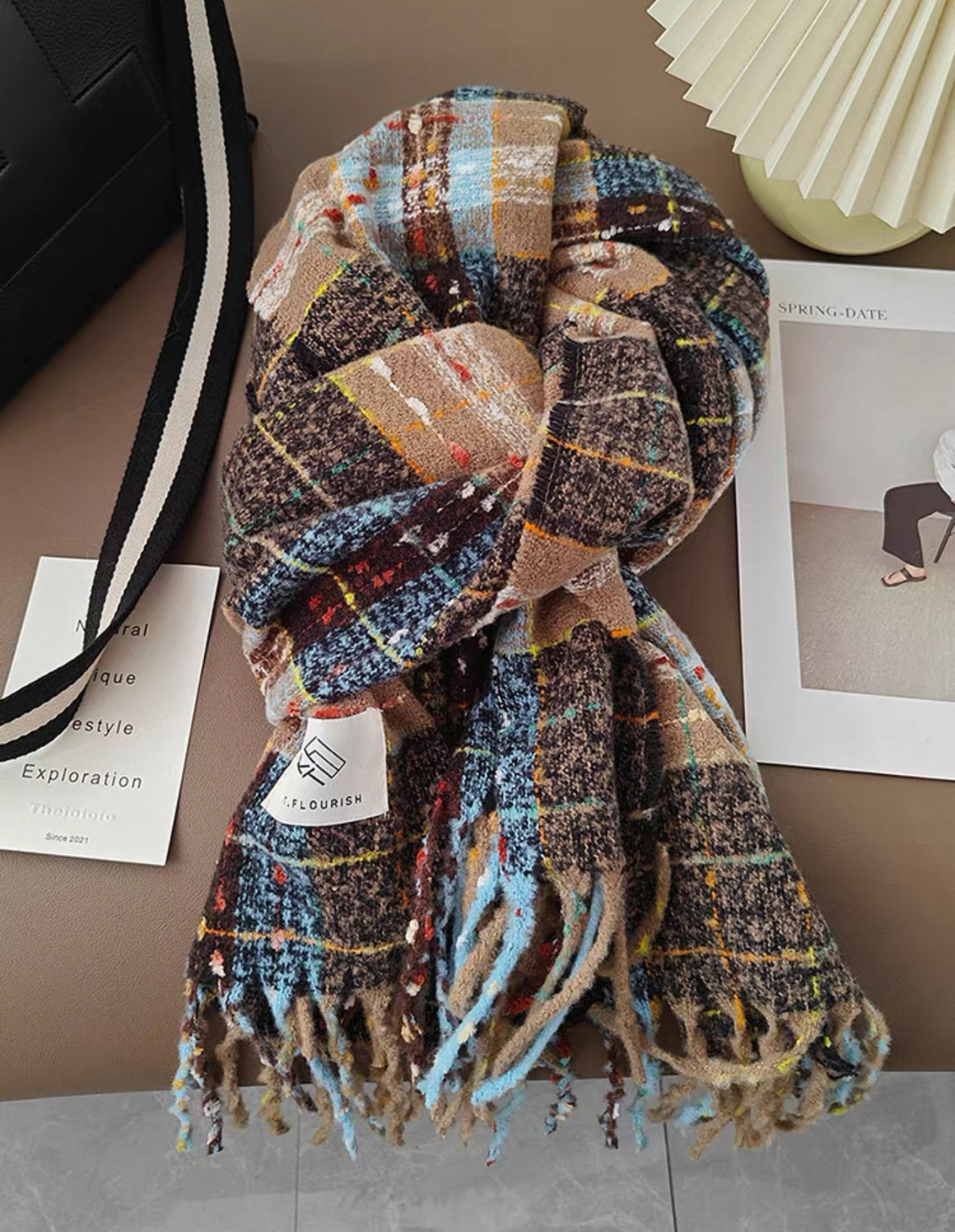 秋冬复古美拉德格子围巾高级感星河格纹保暖围脖披肩