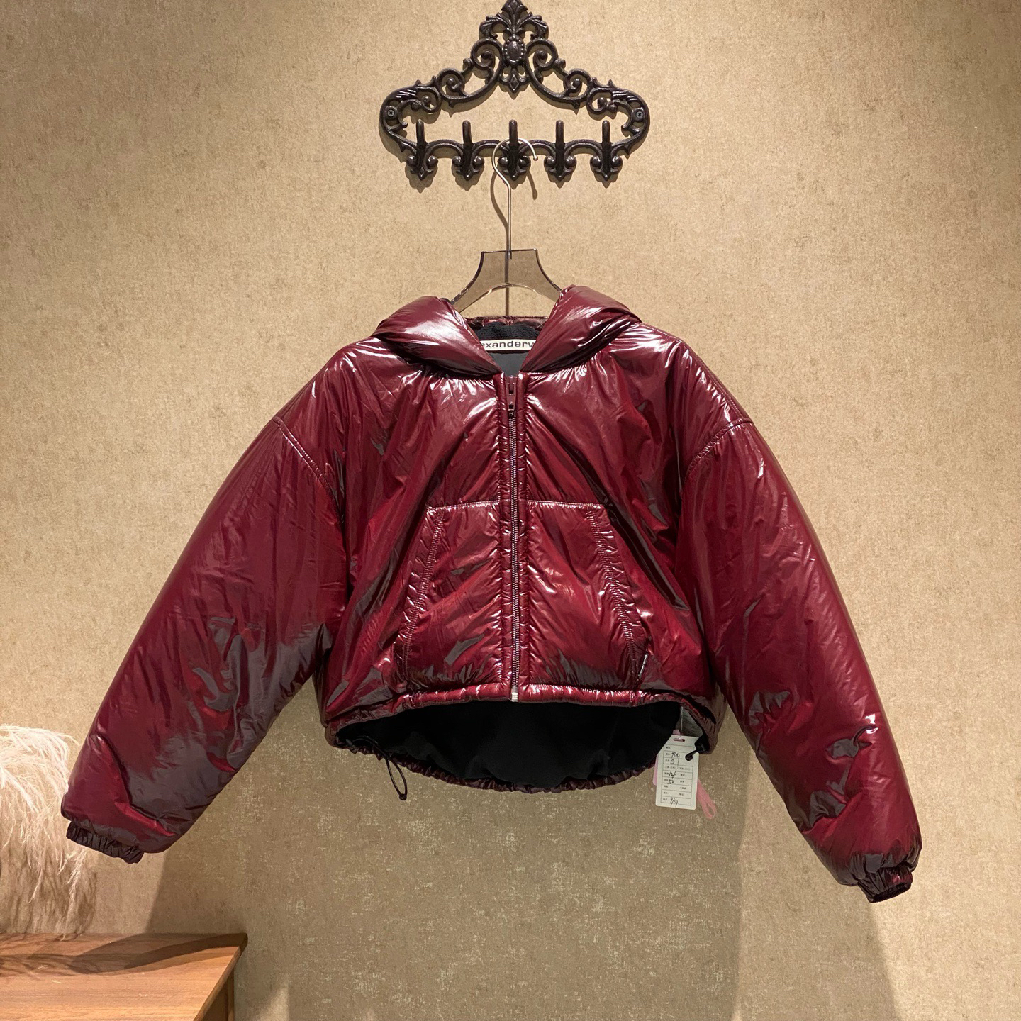 99新 YSL/圣罗兰 AlexanderWang车厘子红短款羽绒服/s码/35034