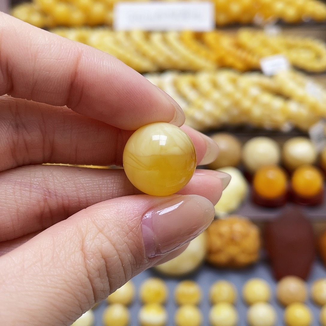 琥珀裸石未镶嵌道*，蜜蜡圆珠16.2mm