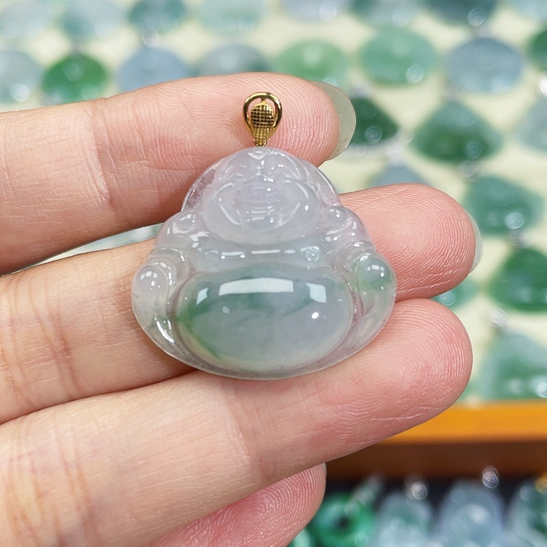 翡翠颈饰18K金镶嵌吊坠