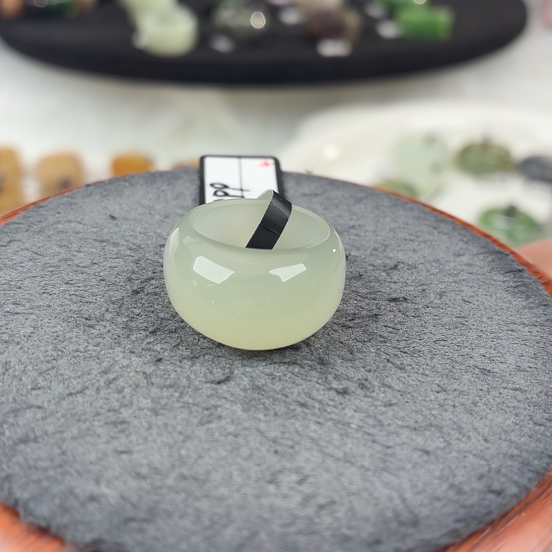 和田玉未镶嵌戒指b21冰晴馒头15.6