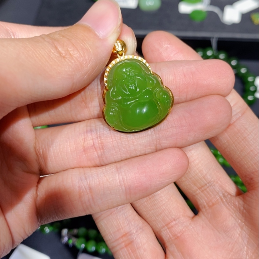 【闪购商品】和田玉（碧玉）颈饰18K金镶嵌