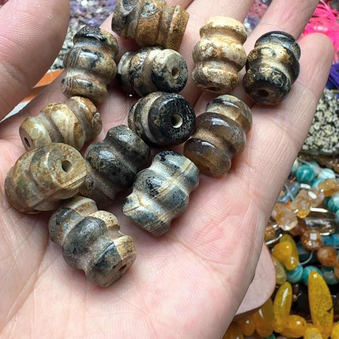 合金玛瑙/玉髓珠宝半成品2个15x20m老玛瑙