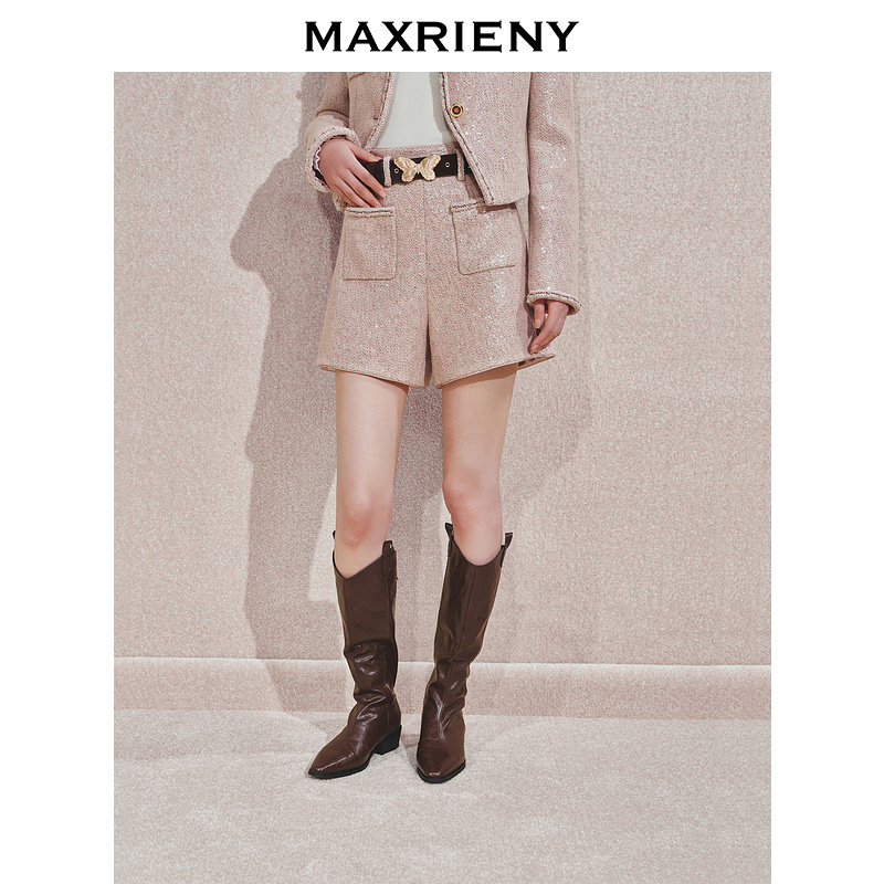 【毛毛专属】MAXRIENY小A亮片金蝴短裤20高级气质感女装