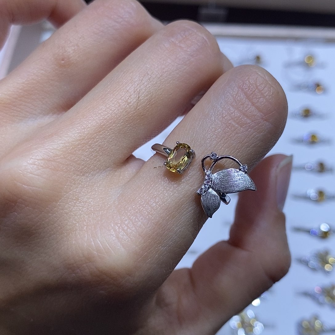 黄晶戒指银S925镶嵌（需要证书备注）