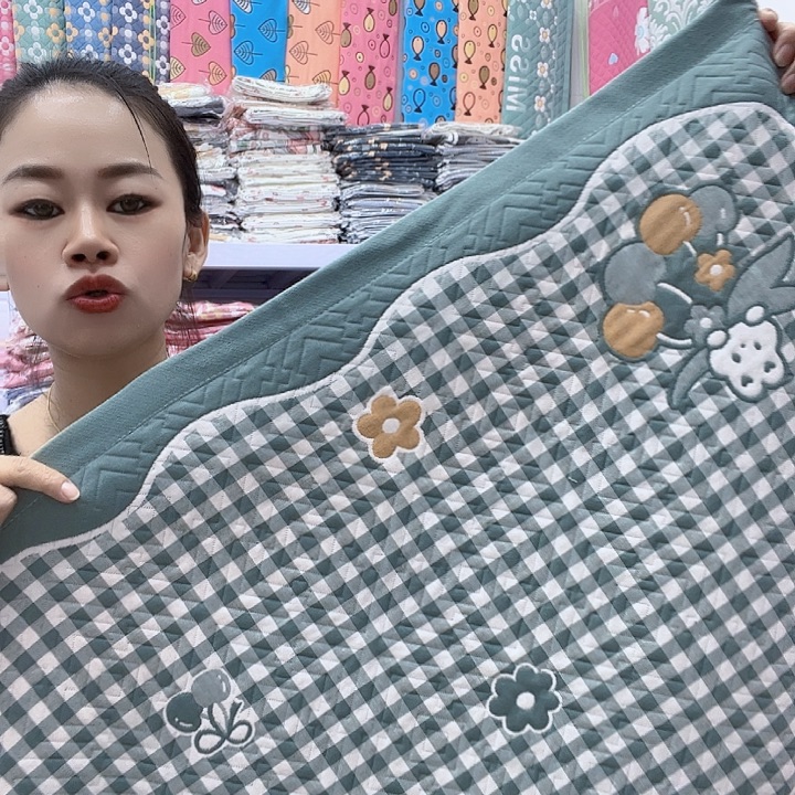 棉绿色小格子纯棉