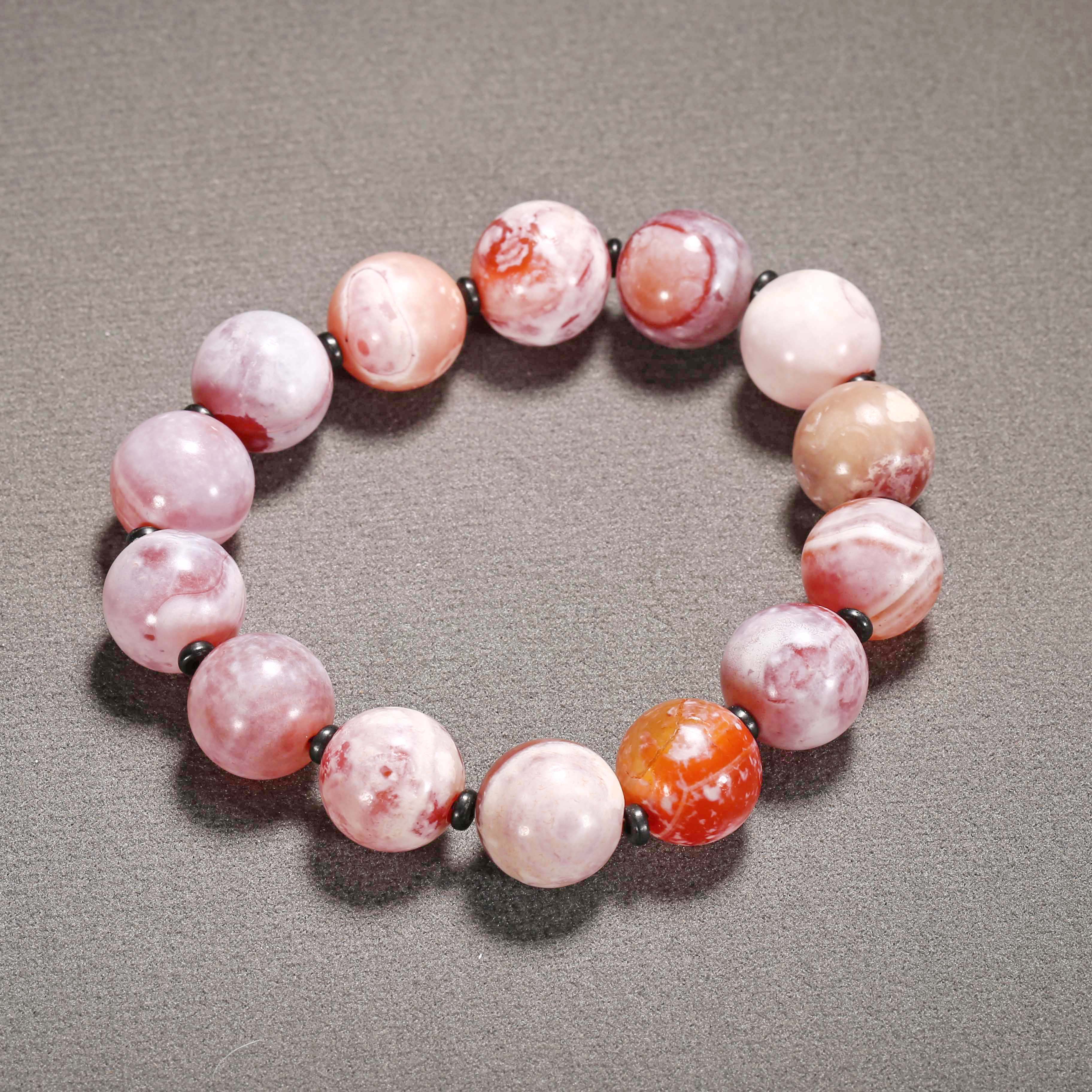 【济文阁】JFYG20123039清代 奶白皮红玛瑙手串