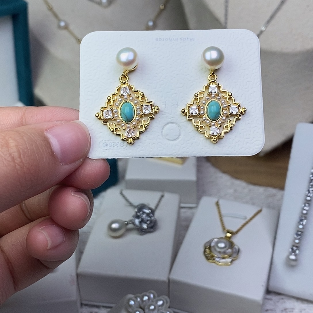 耳饰淡水珍珠银S925镶嵌